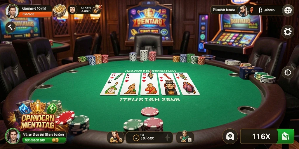 Gameplay menarik dalam aplikasi Poker 116X dengan fitur multiplayer.