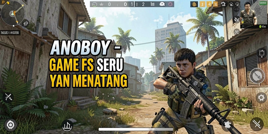 Tampilan gameplay ANOBOY dengan aksi tembak-menembak yang mendebarkan.
