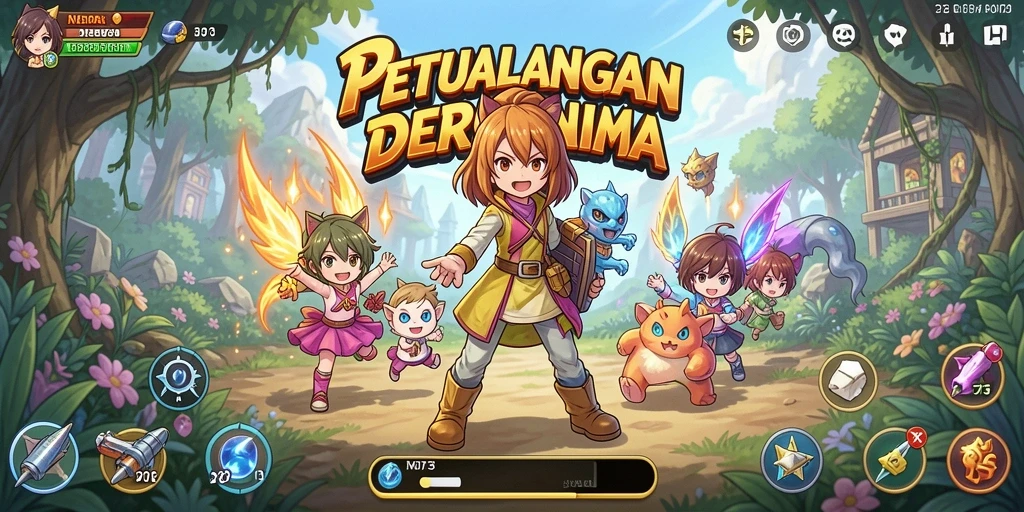 Tampilan gameplay D73 yang memukau dalam suasana Anime.
