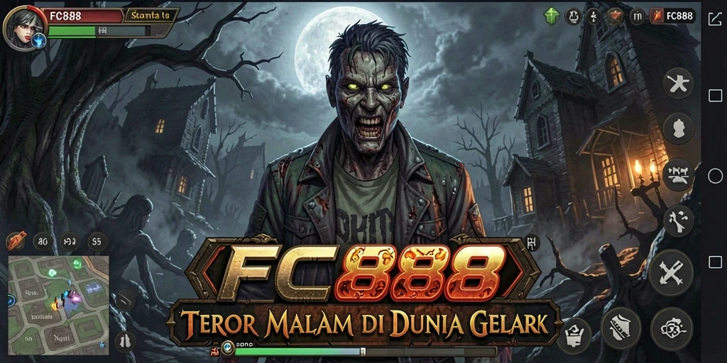 Tangkapan layar gameplay FC888 dengan nuansa horor yang mendalam.