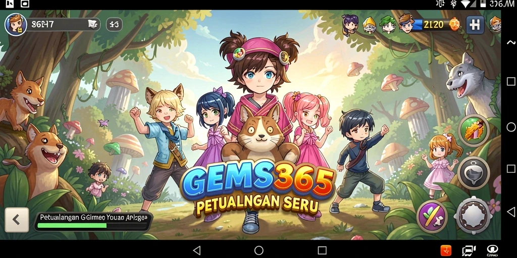 Screenshot GEMS365 menampilkan aksi karakter dalam dunia anime yang menarik.
