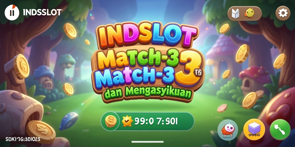 Tampilan menarik dari gameplay Match-3 INDSLOT yang penuh warna.