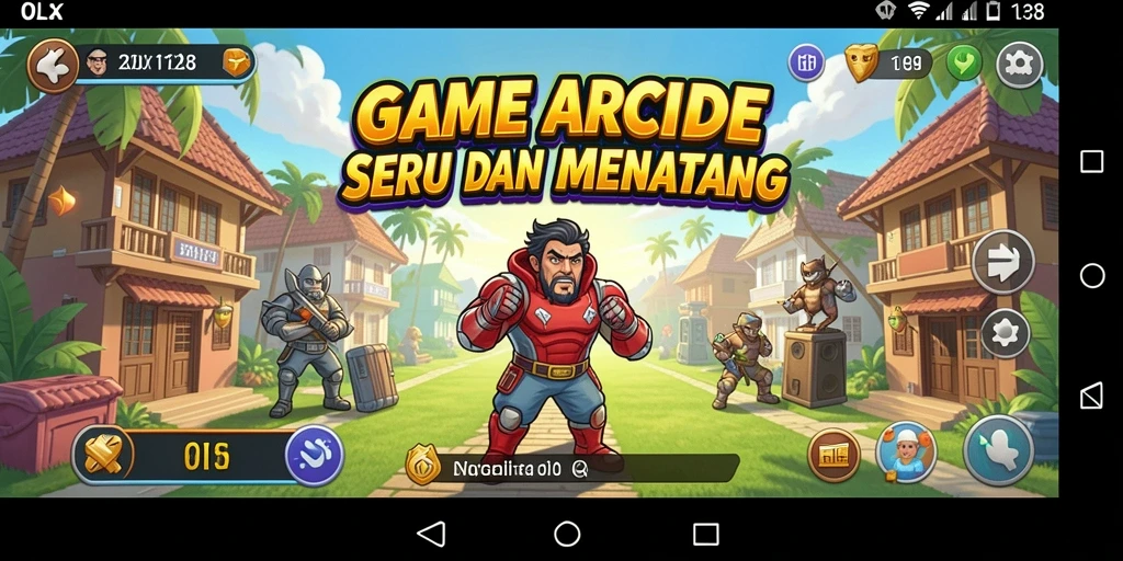 Screenshot utama OLX128 menampilkan gameplay Arcade yang seru.