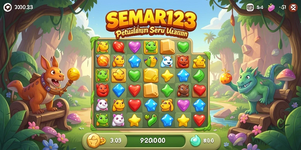 Screenshot permainan SEMAR123 menampilkan aksi mencocokkan yang seru dan penuh warna.