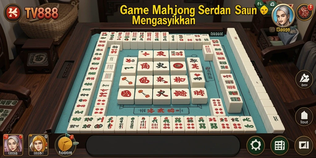 Tampilan gameplay seru dari TV888 yang menampilkan permainan Mahjong.
