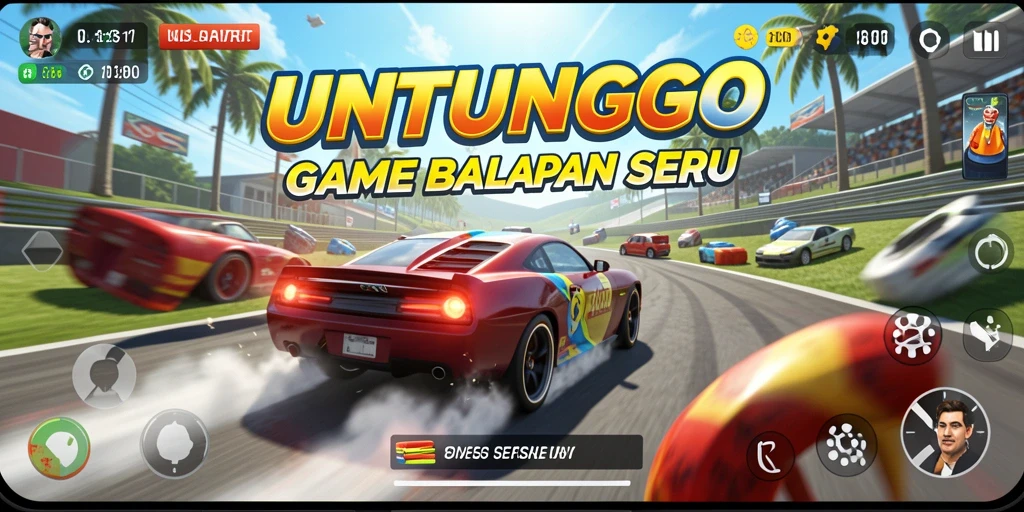 Tampilan gameplay UNTUNGGO yang menegangkan saat balapan.