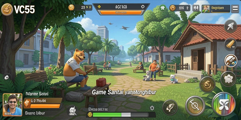 Tampilan gameplay VC55 yang ceria dan menyenangkan.